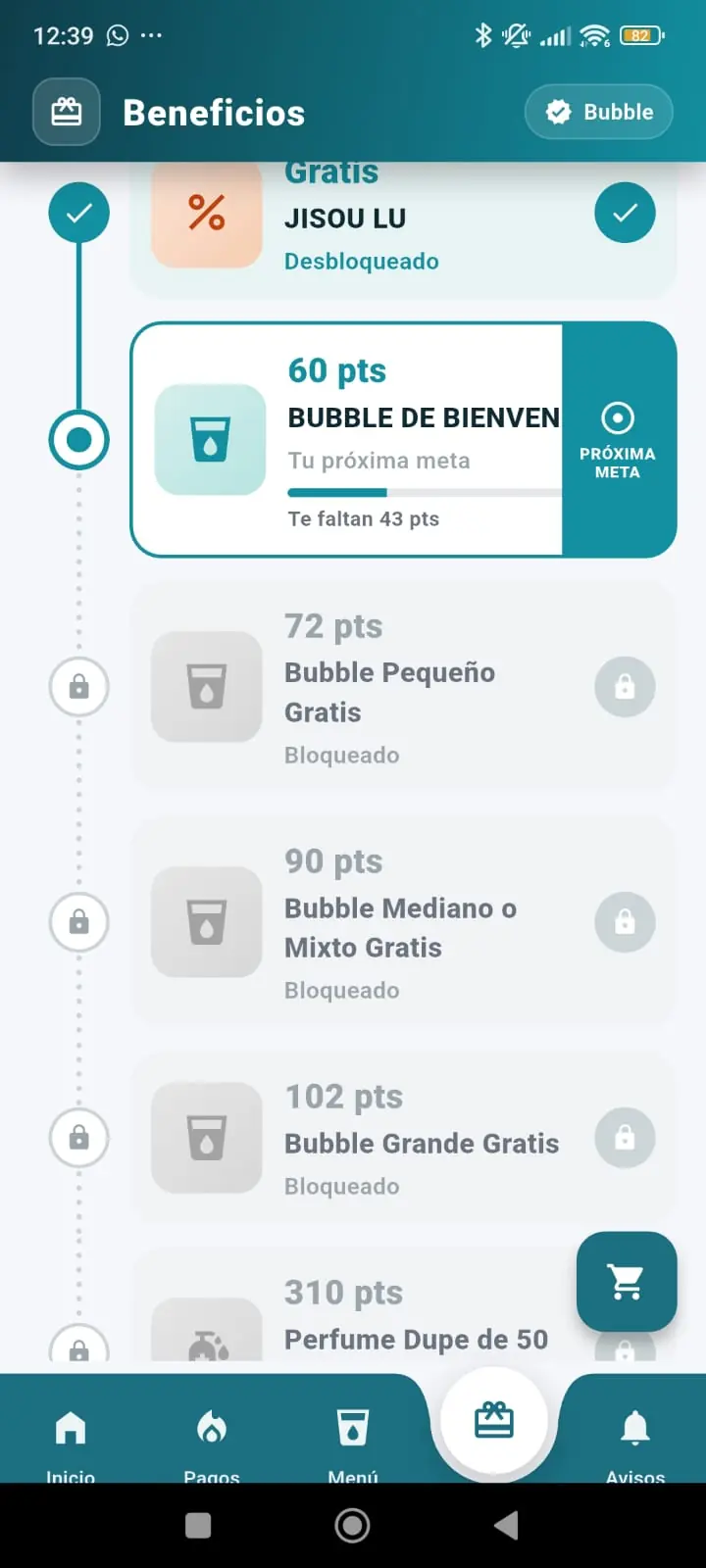 Siguiente meta de puntos y recompensas